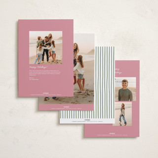 This is a pink sand holiday photo cards with standard by Chris Griffith called holiday wrap printing on recycled smooth signature in grand