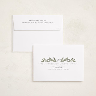 This is a moss holiday photo cards with standard by Paula Pecevich called inner pine wreath printing on recycled smooth signature in grand