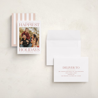 This is a cranberry holiday photo cards with standard by Ekko Studio called modern editorial printing on recycled smooth signature in grand