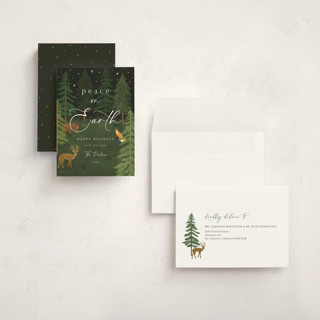 This is a forest holiday photo cards with standard by Elly called woodland peace printing on signature in grand