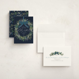 This is a winter berry holiday photo cards with standard by Susan Moyal called festive holiday printing on signature in grand