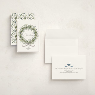 This is a winter holiday photo cards with standard by Susan Moyal called christmas bow printing on signature in grand