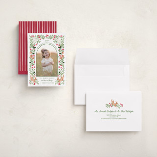 This is a holly holiday photo cards with standard by Sarah Knight called noelle printing on signature in grand