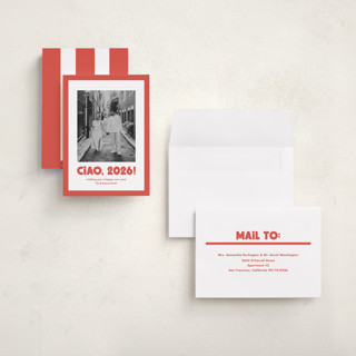 This is a tomato holiday photo cards with standard by Megan Davis called trattoria printing on recycled smooth signature in grand