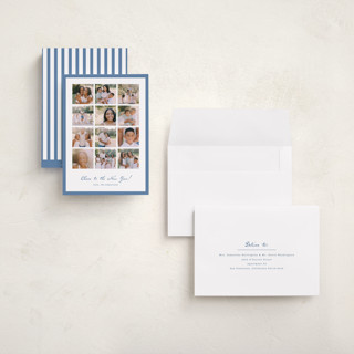 This is a blue jay holiday photo cards with standard by Anupama called yearly checkerboard printing on signature in grand