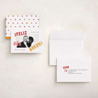 This is a sunset holiday photo cards with standard by Olivia Raufman called año nuevo printing on recycled smooth signature in grand