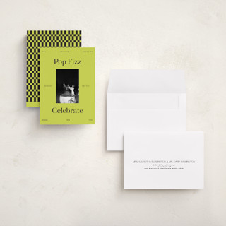 This is a lime holiday photo cards with standard by Rachel Cassel called neon printing on recycled smooth signature in grand