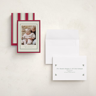 This is a stocking holiday photo cards with standard by Robert and Stella called polka dot frame printing on signature in grand