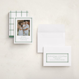 This is a pine holiday photo cards with standard by Lea Delaveris called trim printing on recycled smooth signature in grand