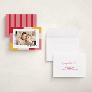 This is a gumdrop holiday photo cards with standard by Owl and Toad called modern quilt printing on recycled smooth signature in grand