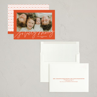 This is a rusty holiday photo cards with standard by Kristen Magee called so very merry script printing on recycled smooth signature in grand