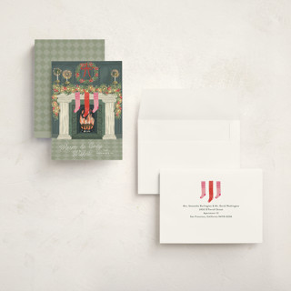 This is a forest holiday photo cards with standard by Jackie Crawford called holiday hearth printing on signature in grand