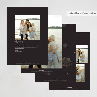 This is a midnight holiday photo cards with standard by Kamala Nahas called fancy fireworks printing on signature in grand