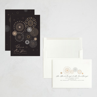 This is a midnight holiday photo cards with standard by Kamala Nahas called fancy fireworks printing on signature in grand