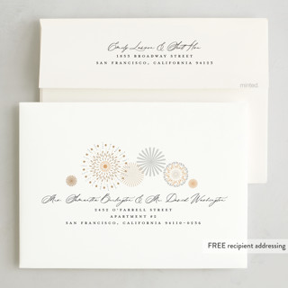 This is a midnight holiday photo cards with standard by Kamala Nahas called fancy fireworks printing on signature in grand