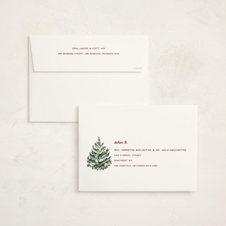 This is a cranberry holiday photo cards with standard by Paula Pecevich called woodcut christmas printing on signature in grand