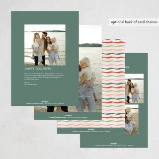This is a pine holiday photo cards with standard by Pixel and Hank called holiday greetings printing on signature in grand