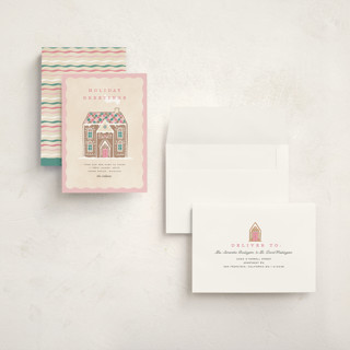 This is a cotton candy holiday photo cards with standard by Pixel and Hank called holiday greetings printing on signature in grand