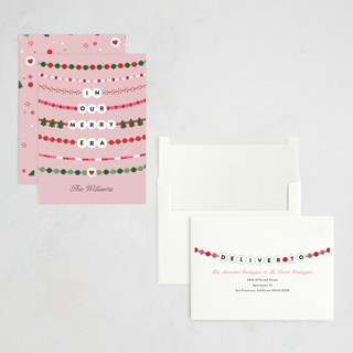 This is a bubblegum holiday photo cards with standard by Pixel and Hank called merry era printing on signature in grand