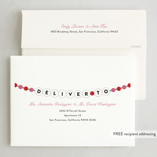 This is a bubblegum holiday photo cards with standard by Pixel and Hank called merry era printing on signature in grand