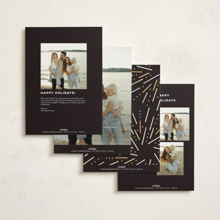 This is a midnight holiday photo cards with standard by Owl and Toad called fireworks printing on signature in grand