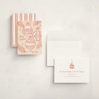 This is a candy cane holiday photo cards with standard by Erin German called bright ornaments printing on signature in grand