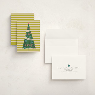 This is a lime holiday photo cards with standard by Heather Schertzer called pencil tree printing on signature in grand