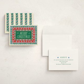 This is a pine holiday photo cards with standard by Pati Cascino called hollis printing on signature in grand