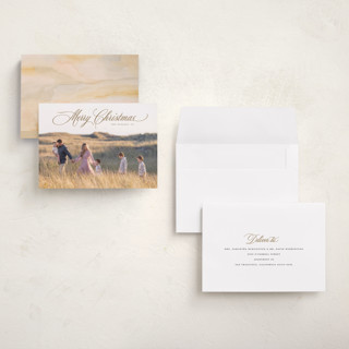 This is a sand holiday photo cards with standard by Christy Hy Lee called classically printing on recycled smooth signature in grand