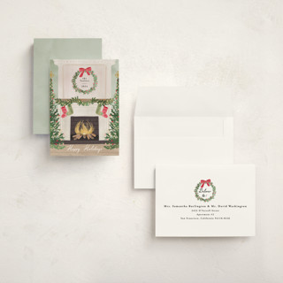 This is a fern holiday photo cards with standard by Petra Kern called cosy fireplace printing on signature in grand