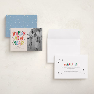 This is a confetti holiday photo cards with standard by Kercia Jane called starlight wishes printing on recycled smooth signature in grand