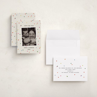 This is a ecru holiday photo cards with standard by Kercia Jane called confetti moment printing on recycled smooth signature in grand