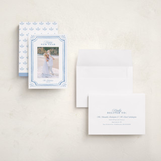 This is a blue jay holiday photo cards with standard by Melanie Kosuge called fine frame printing on recycled smooth signature in grand