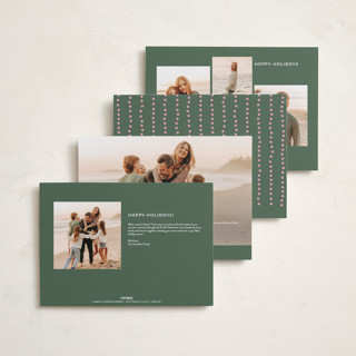 This is a pine holiday photo cards with standard by lulu and isabelle called h a p p i e s t printing on recycled smooth signature in grand