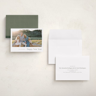This is a evergreen holiday photo cards with standard by Wildfield Paper Co called slate printing on recycled smooth signature in grand