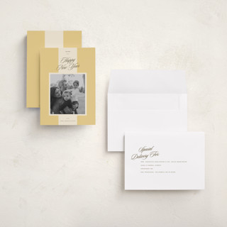 This is a sunshine holiday photo cards with standard by Blustery August called beach umbrella printing on recycled smooth signature in grand