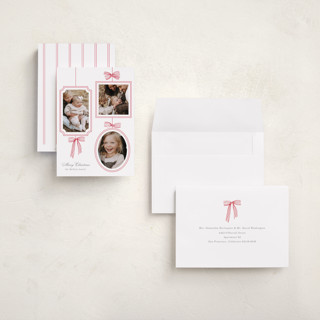 This is a snow holiday photo cards with standard by Baumbirdy called bows printing on recycled smooth signature in grand