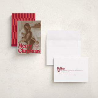 This is a santa suit holiday photo cards with standard by Everett Paper Goods called vintage classic printing on signature in grand