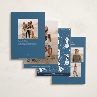 This is a night holiday photo cards with standard by Orasie called disney's frozen olaf holiday fun printing on recycled smooth signature in grand