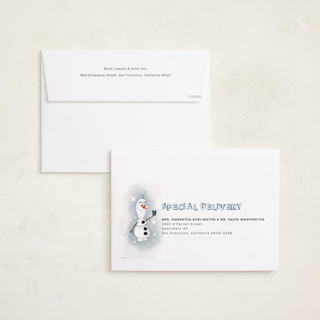 This is a night holiday photo cards with standard by Orasie called disney's frozen olaf holiday fun printing on recycled smooth signature in grand