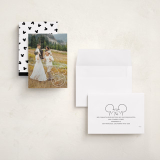 This is a snow holiday photo cards with standard by Hooray Creative called disney's mickey outline printing on recycled smooth signature in grand