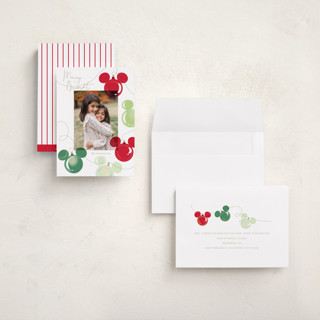 This is a moss holiday photo cards with standard by Baumbirdy called disney mickey lights printing on recycled smooth signature in grand