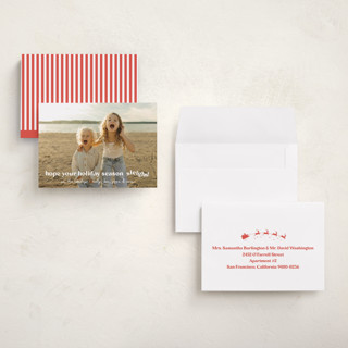 This is a snowfall holiday photo cards with standard by Megan Davis called sleigh printing on recycled smooth signature in grand