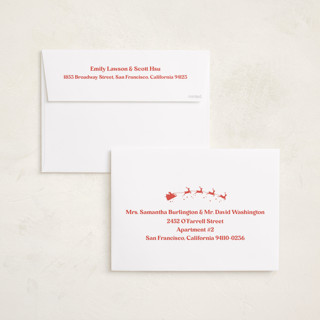 This is a snowfall holiday photo cards with standard by Megan Davis called sleigh printing on recycled smooth signature in grand