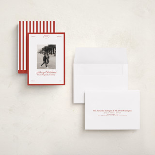 This is a candy cane holiday photo cards with standard by Ellen Schlegelmilch called newsie printing on signature in grand