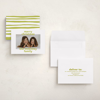 This is a citrine holiday photo cards with standard by Kelly Watkins called bold name printing on recycled smooth signature in grand