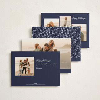 This is a blueberry holiday photo cards with standard by Sarah Brown called joy wreath printing on signature in grand