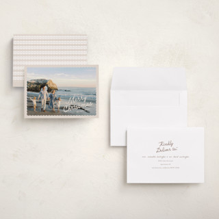 This is a creamer holiday photo cards with standard by Pixel and Hank called dispatch printing on signature in grand