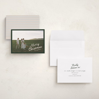 This is a pine holiday photo cards with standard by Pixel and Hank called dispatch printing on recycled smooth signature in grand