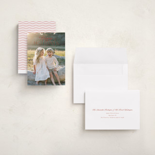 This is a santa suit holiday photo cards with standard by Deynaaz Daraei called ashby printing on recycled smooth signature in grand